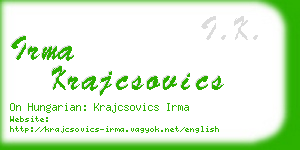 irma krajcsovics business card